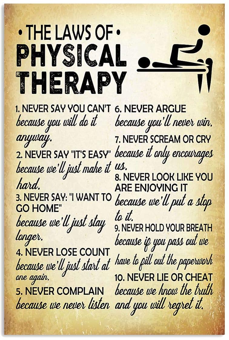 Vintage The Laws Of Physical Therapy Poster Art Print      Home Decor Gift For Men Women Family Friend On Birthday Xmas