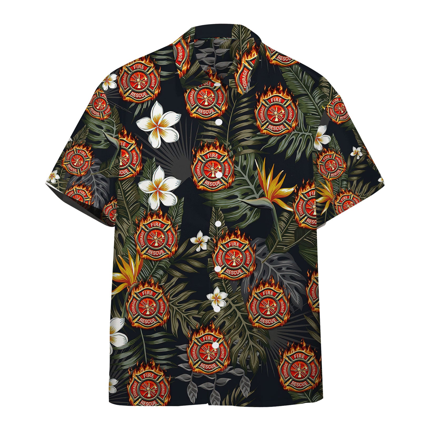 Gearhumans Firefighter Tropical Hawaiian Shirt Ha36652