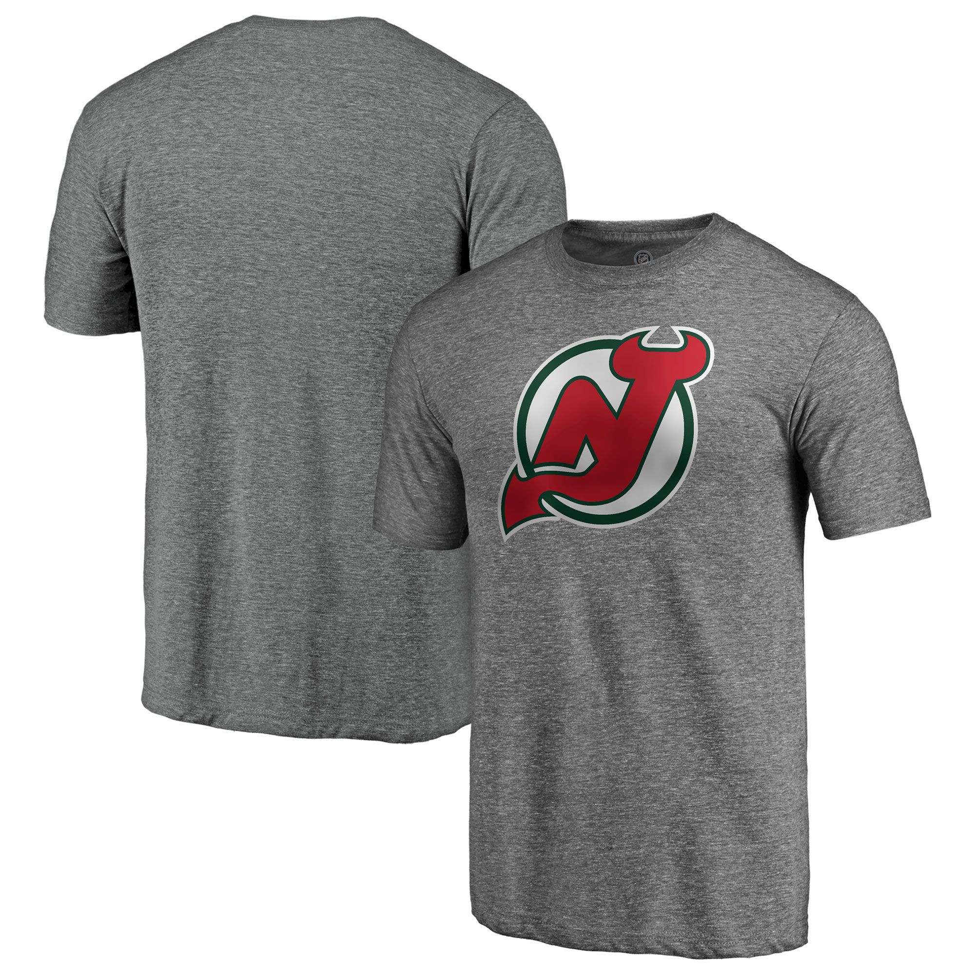 Men’S Fanatics Branded Heather Gray New Jersey Devils Special Edition Primary Logo Tri-Blend T-Shirt