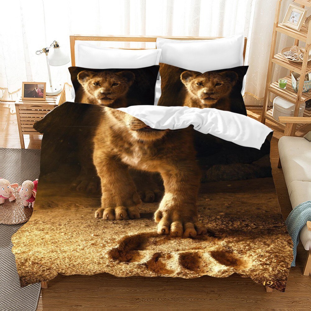 3D Lion Printed Bedding Set Vivid And Cute Comforter Set Cartoon Bedding Set Bedclothes Living Room Size Twin Full Queen King Duvet Covers