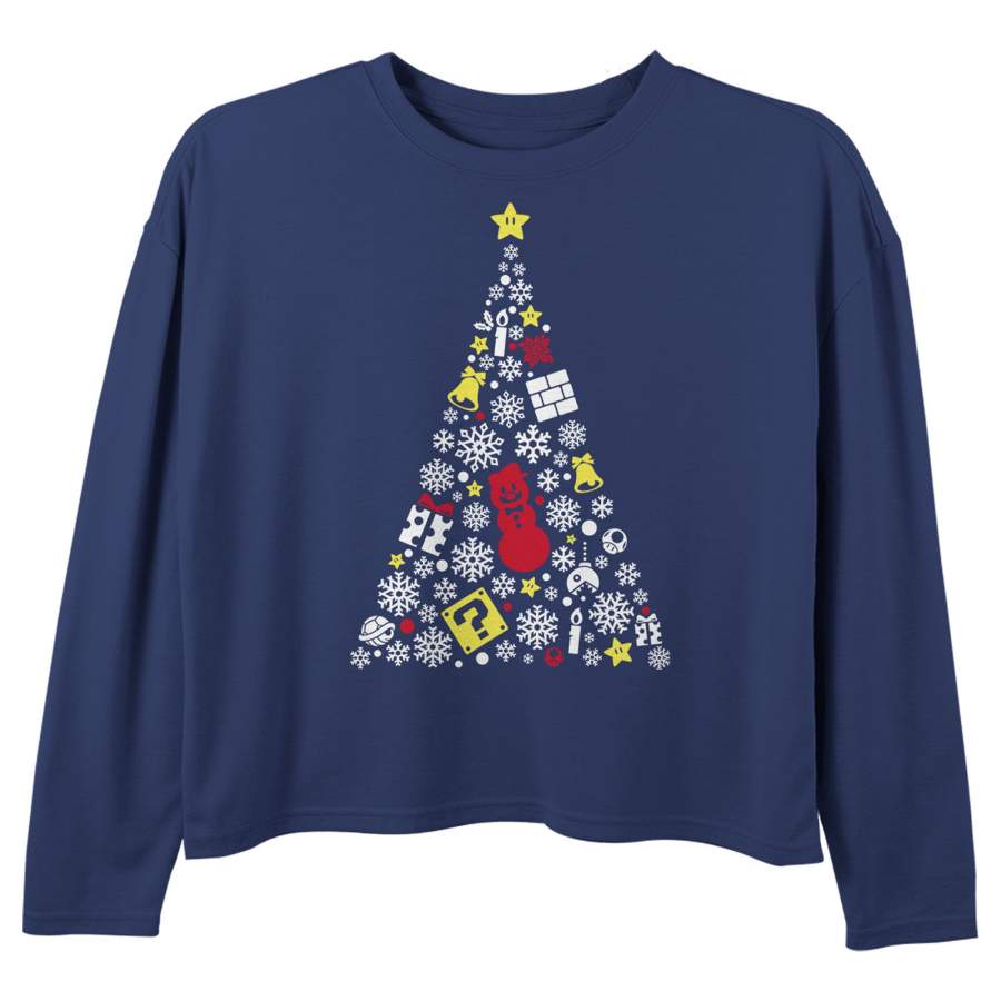 Nintendo Girl’s Christmas Evergreen Mario  Long Sleeve Shirt