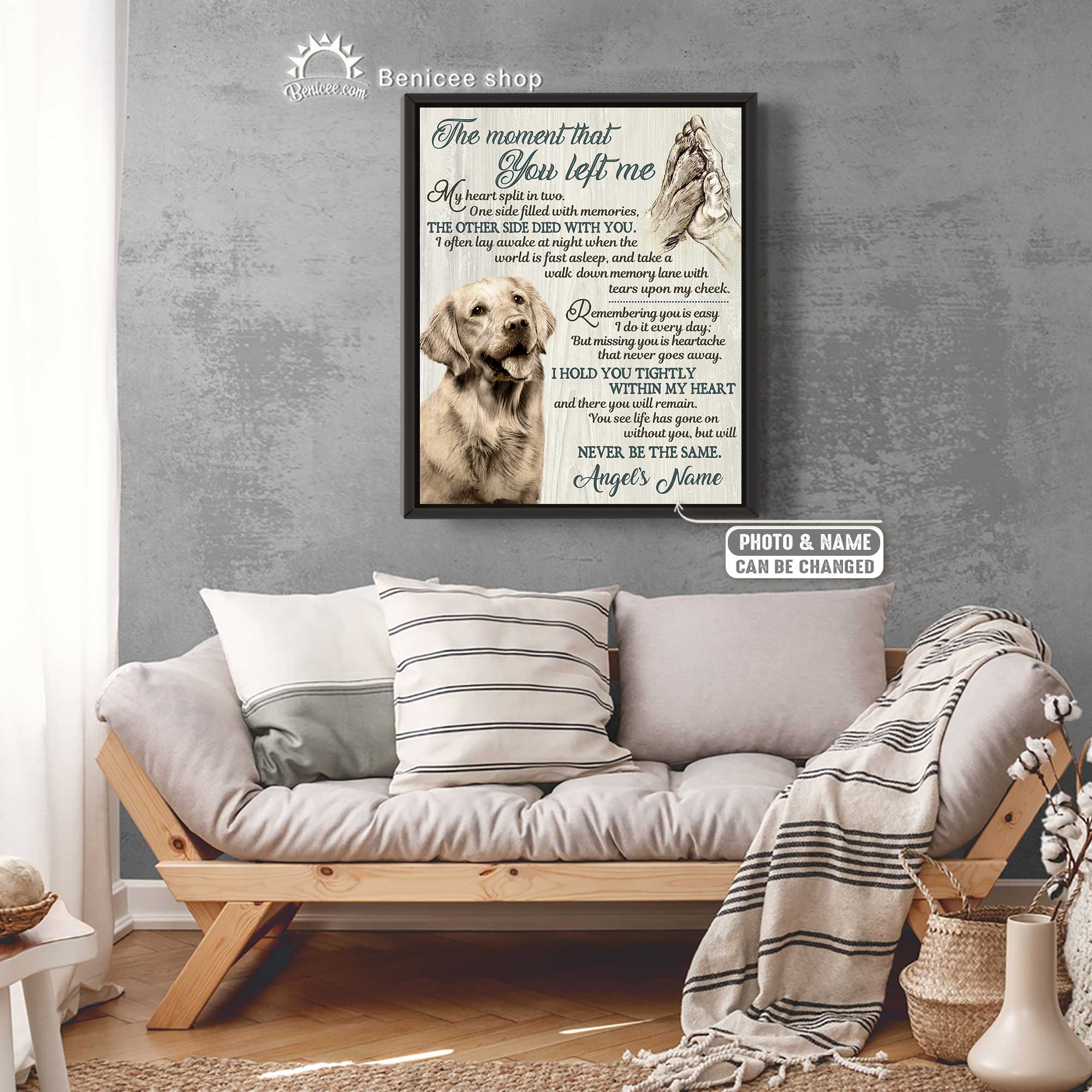 Custom Pet Memorial Wall Art Canvas, Gift For Someone Whose Dog Died ...