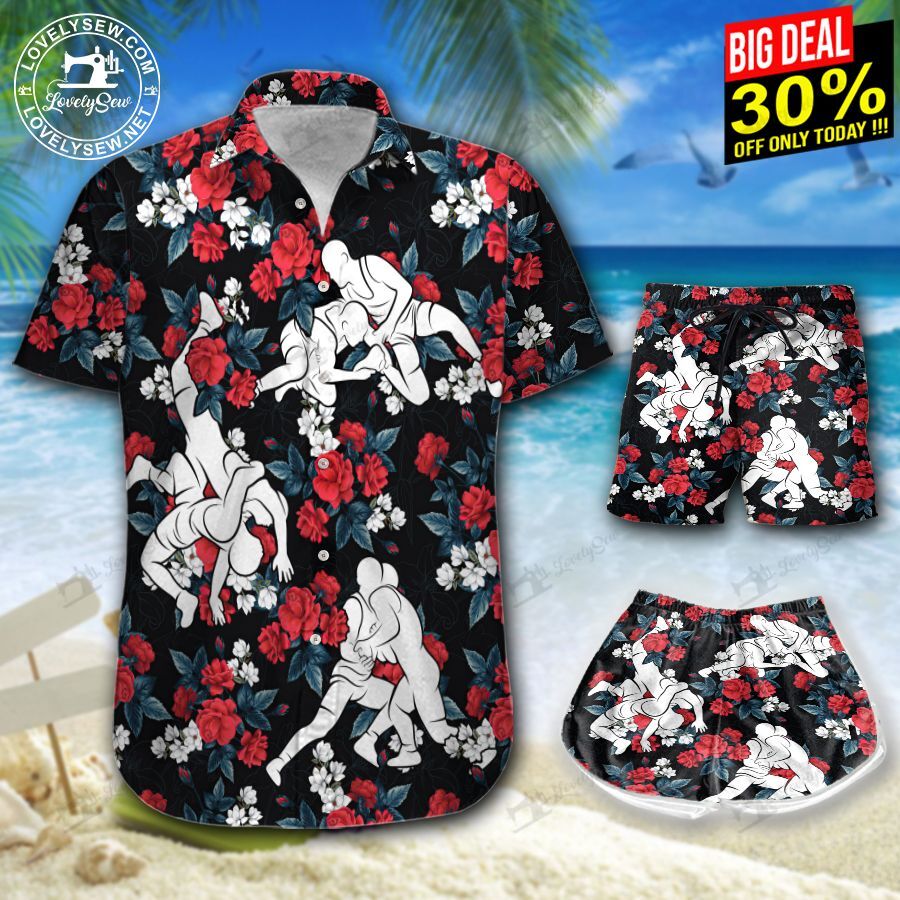 Wrestling Rose Hawaiian Shirt Shorts Ha46498