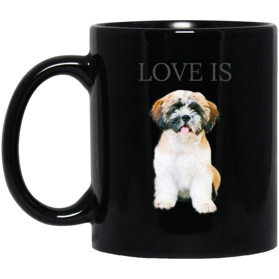 Shih Tzu Women Men Kids Love Dog Mom Dad Pet Puppy  11 oz 15 oz Mug Black