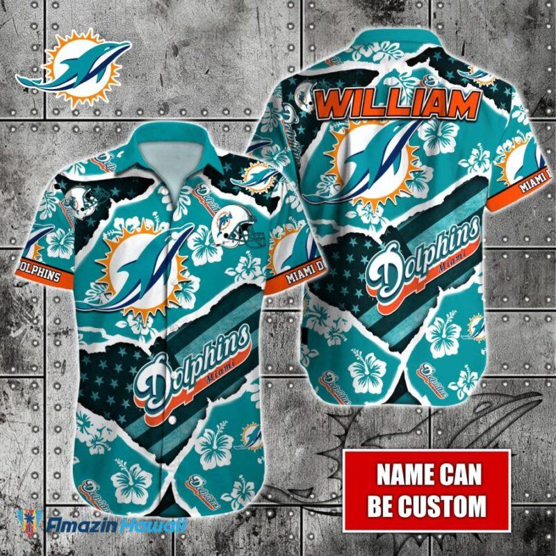 Miami Dolphins Nfl-Hawaiian Shirt Custom T-41101, Custom Hawaiian Shirt,  Aloha Shirt