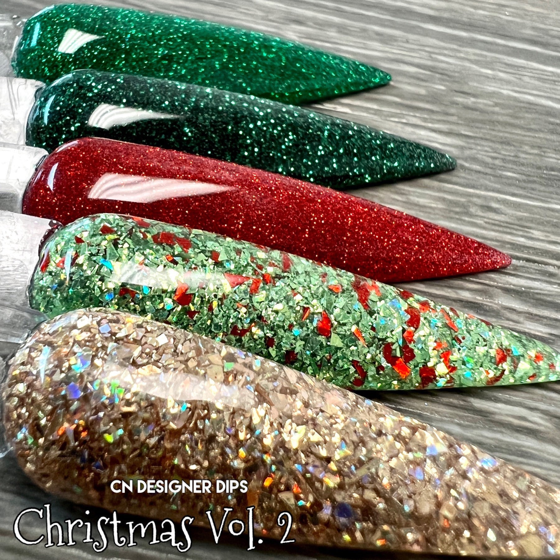 Christmas Vol 2- dip powder, dip powder for nails, Christmas dip powder, Christmas dip, dip nail powder, nail dip powder, glitter dip powder