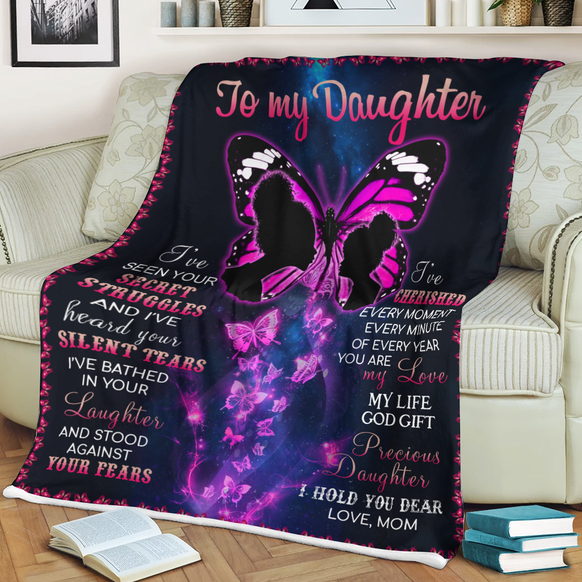 To My Daughter Blankets From Mom – Black Daughter  Blanket