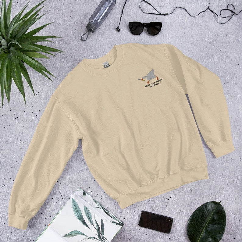 Duck With Knife Embroidered Sweatshirt 2D Crewneck Sweatshirt All Over Print Sweatshirt For Women Sweatshirt For Men Sws3897