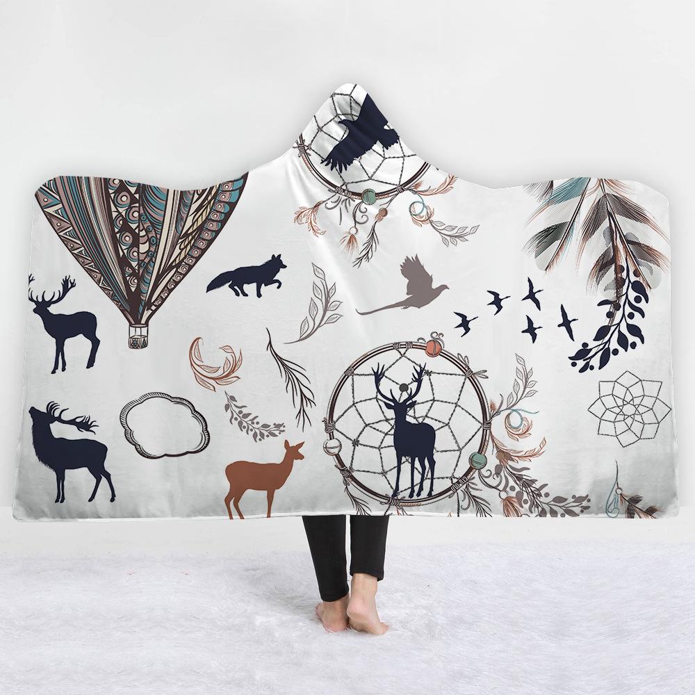 Watercolor Hooded Blankets – Animal Watercolor Icon Fleece Hooded Blanket