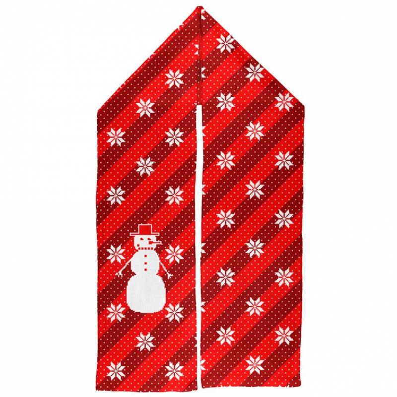 Ugly Christmas Sweater Big Snowman Red Warm Fleece Scarf