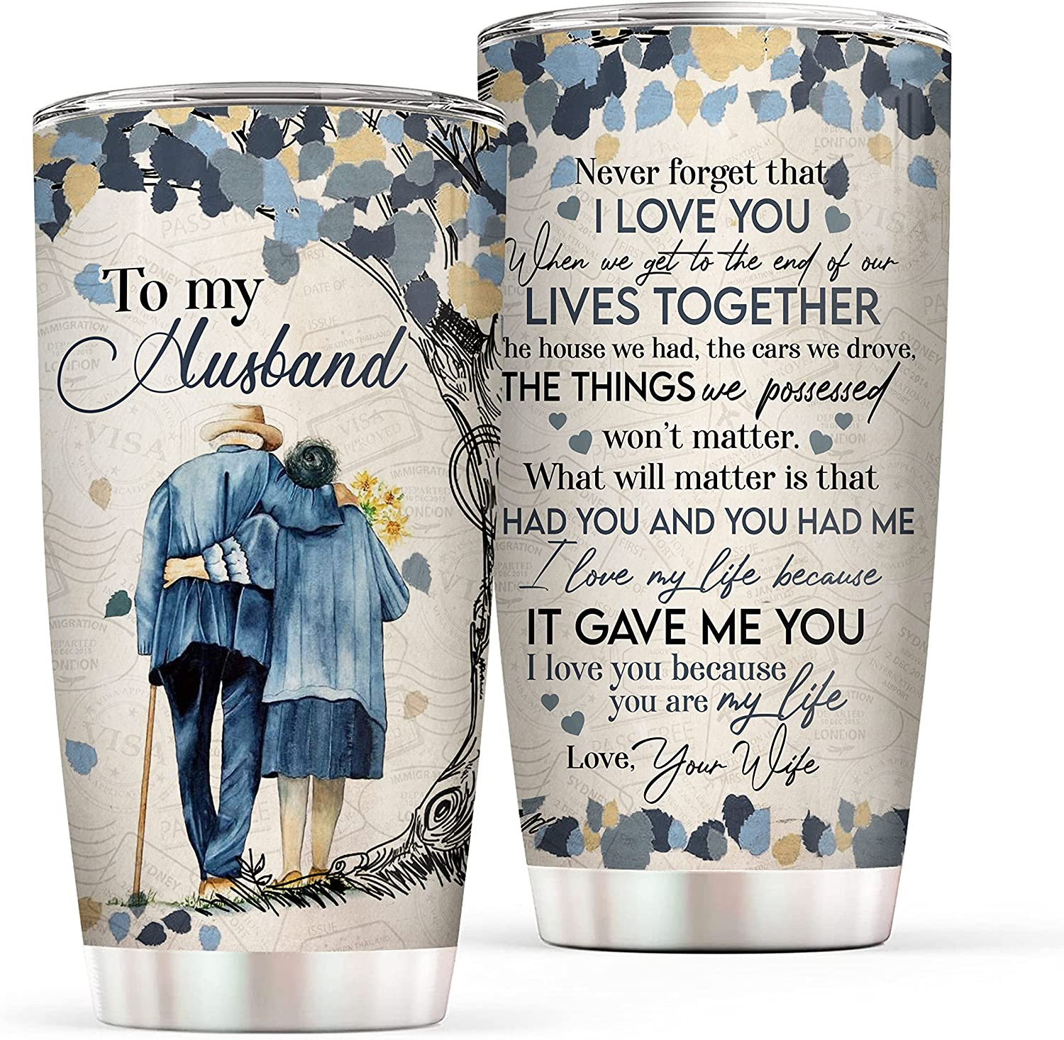 Husband Tumbler  Gifts For Husband – To My Husband 20Oz Insulated Stainless Steel Tumbler -Husband Birthday Gift Valentines Day Christmas Gifts For Husband For Anniversary -Romantic Gifts