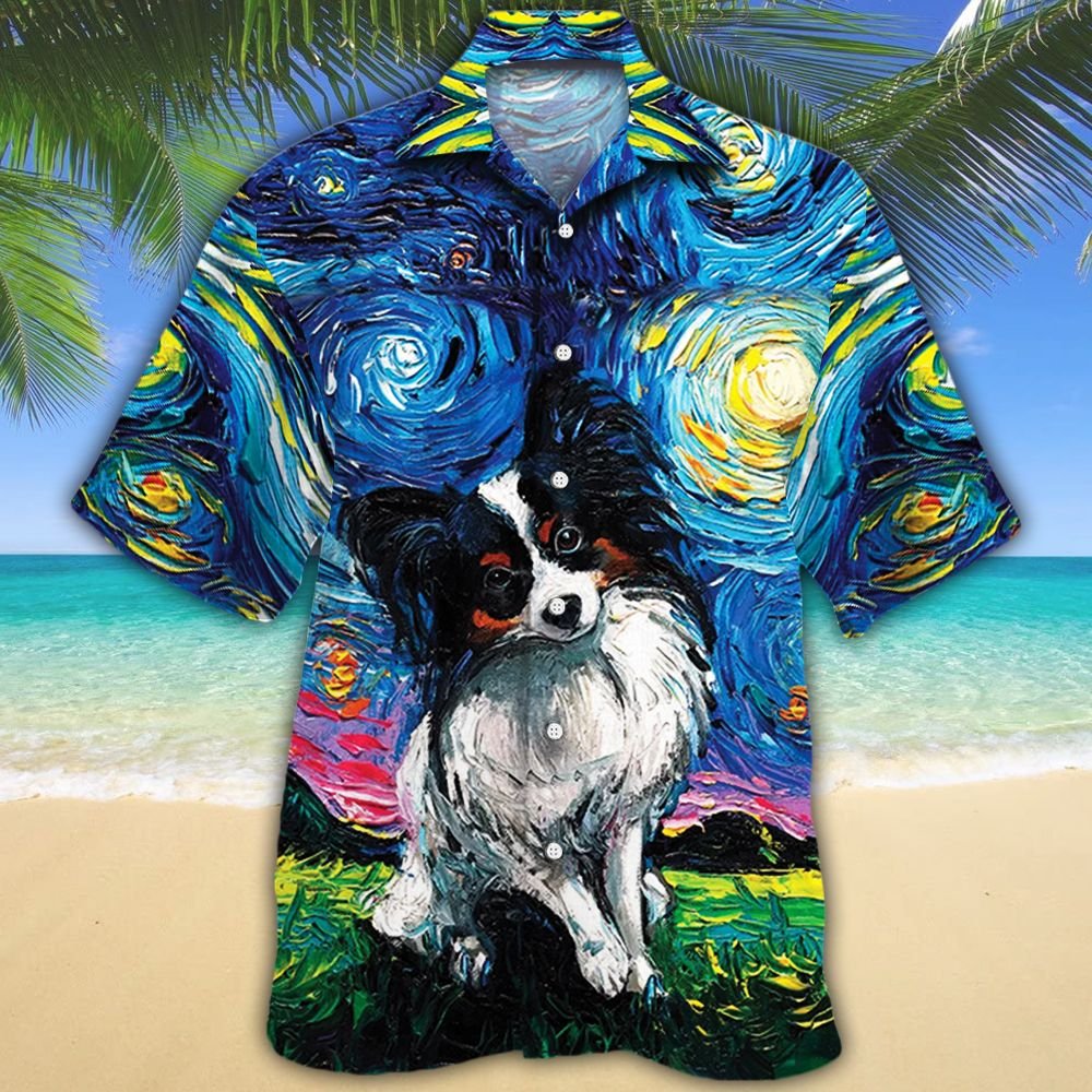 Papillon Dog Lovers Night Hawaii Shirt Ha60837