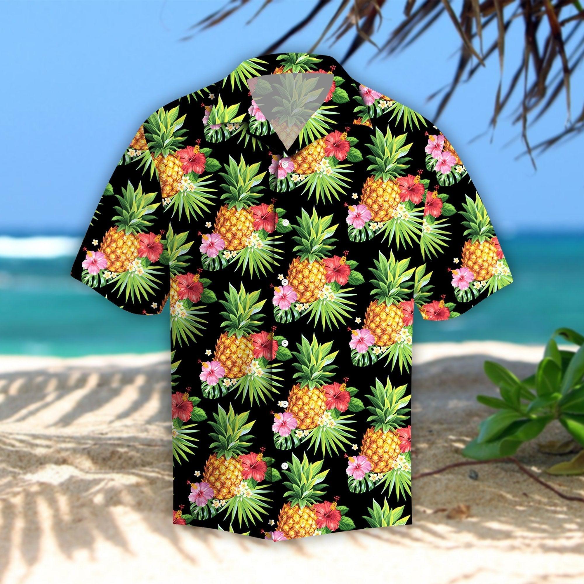 Pineapples Hibiscus Tropical Hawaii Shirt For Men Women Ha35401