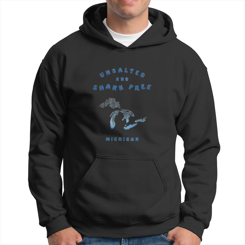 Unsalted And Shark Free Great Lakes Basic Men Hoodie Graphic Print Hooded Sweatshirt