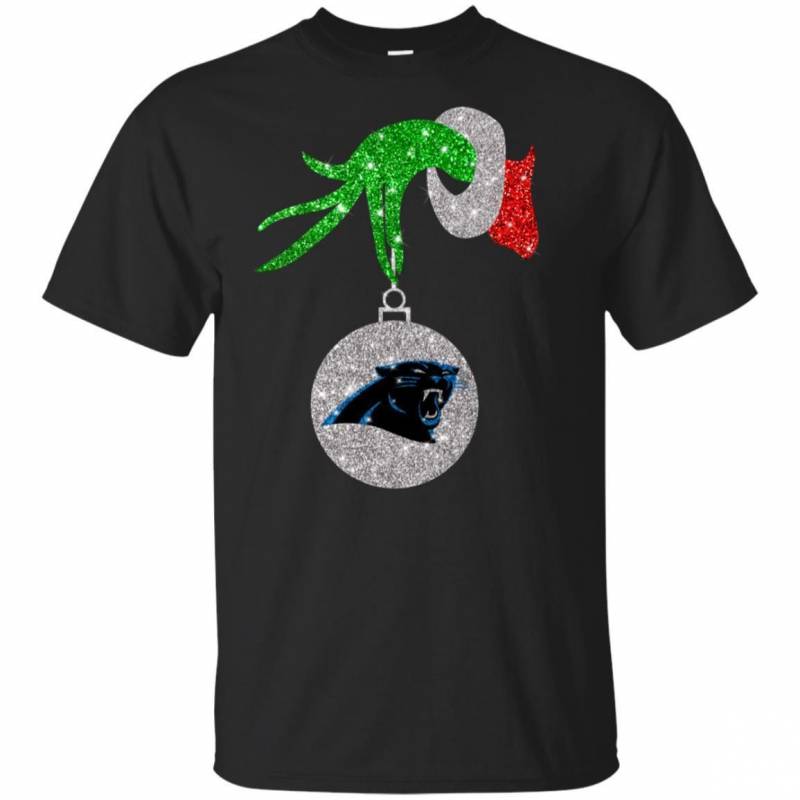 Carolina Panthers Glitter Grinch Monogram Ornament Christmas Gift Youth T-shirt