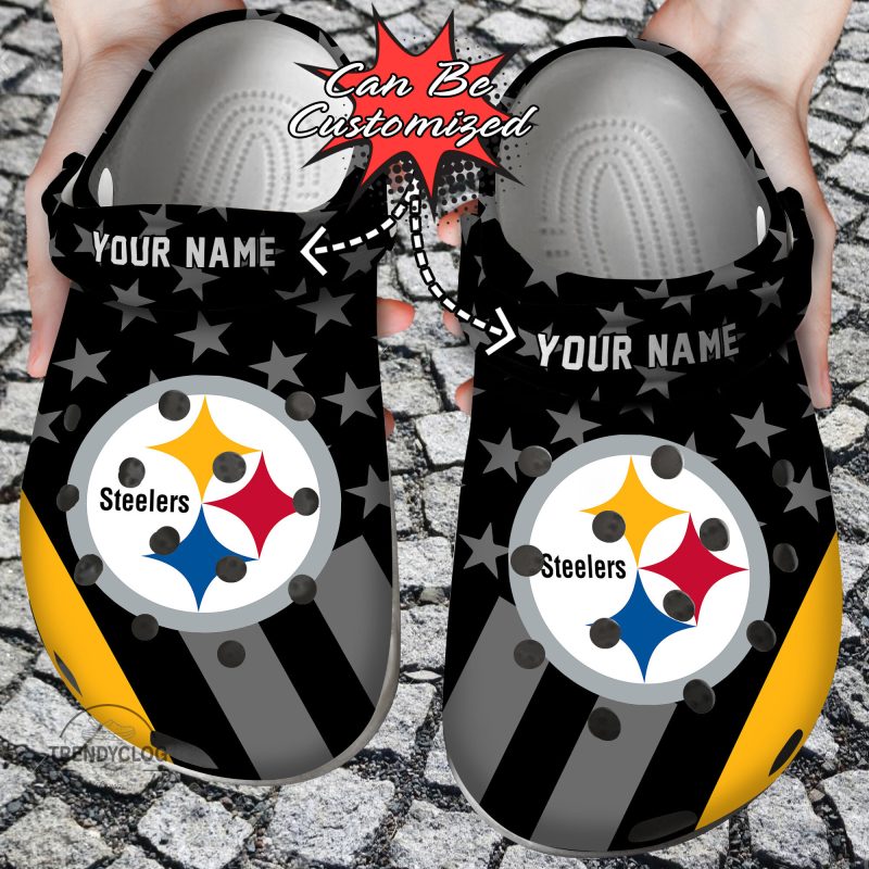 Football Personalized PSteelers Star Flag Clog Shoes