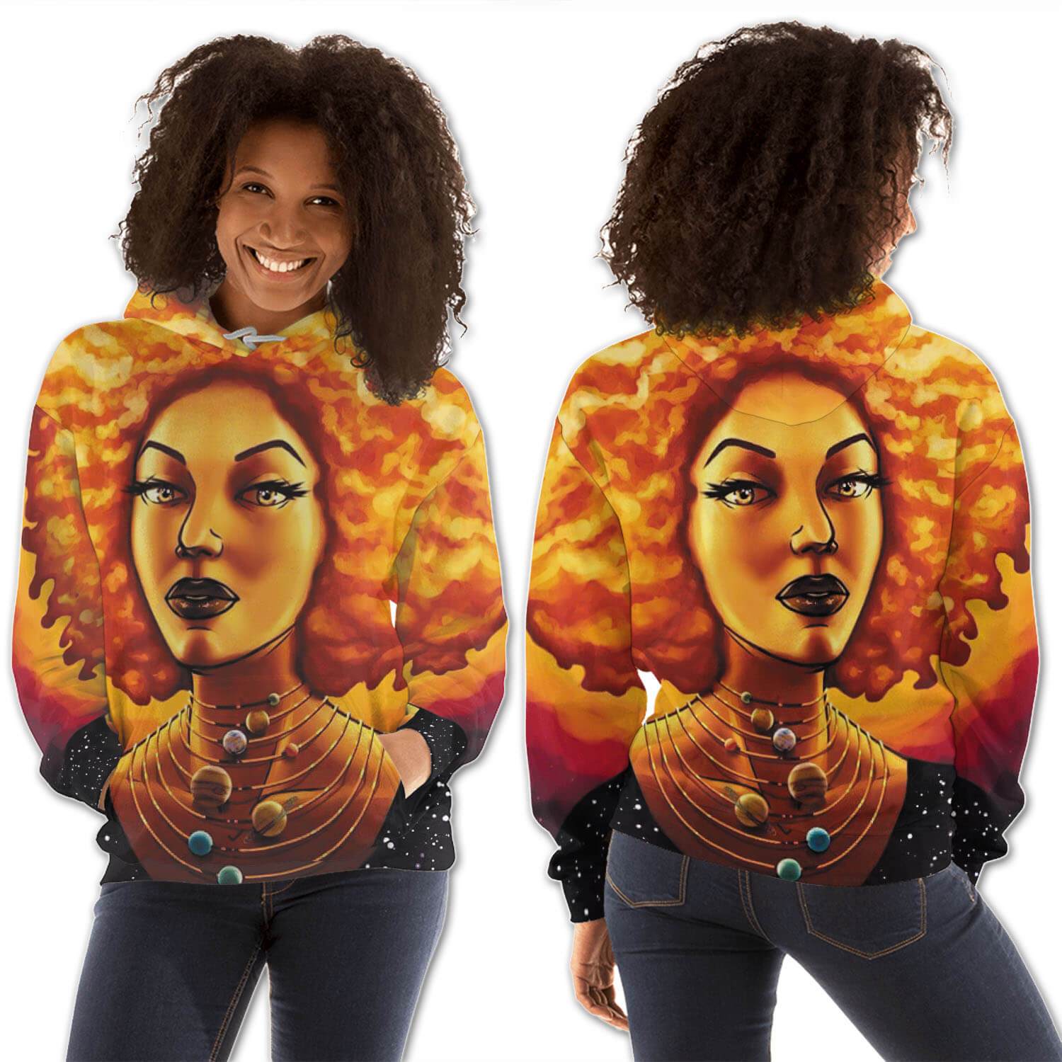 African American Hoodies Pretty Girl With Afro All Over Print Womens Hooded Sweatshirt African Clothing Styles BPS05648