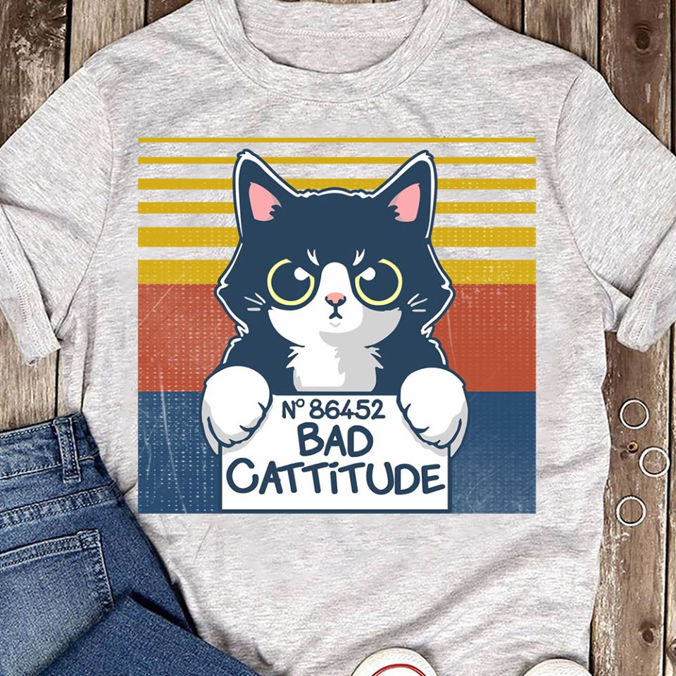 Cat N 86452 Bad Cattitude Standard Men T-shirt