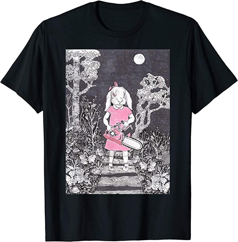 Creepy Chainsaw Bunny Goth Gothic Halloween Horror Darkness T-Shirt