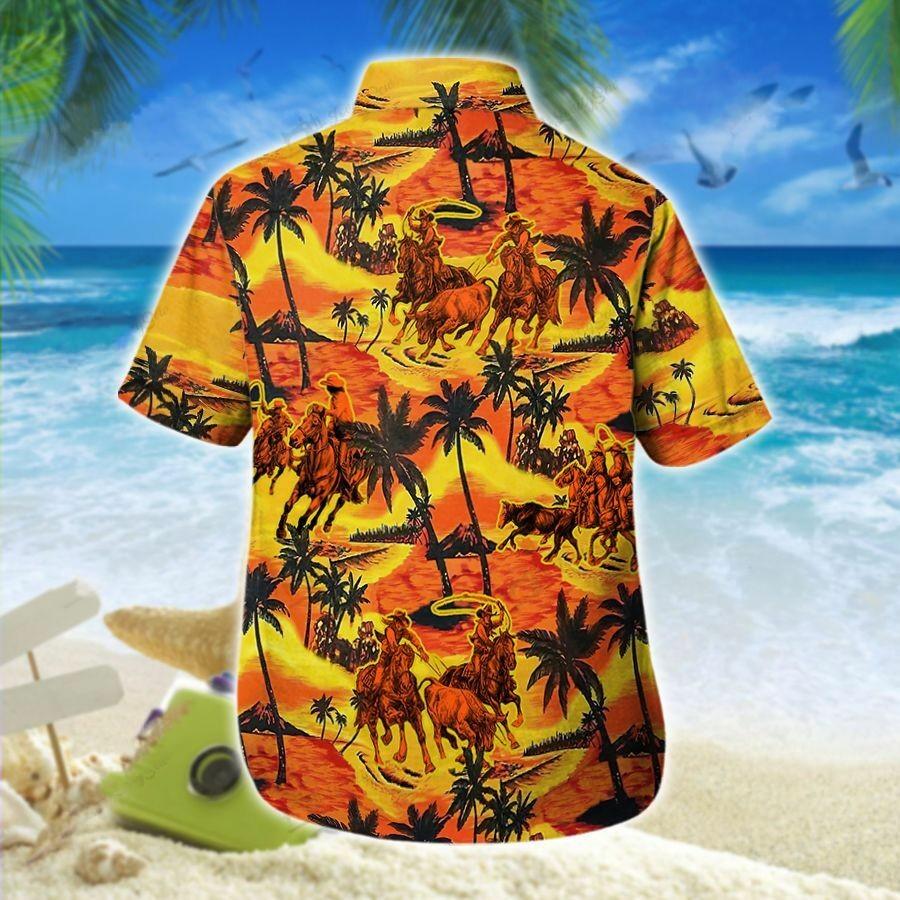 Hawaiian Aloha Shirts Team Roping Palm Tree Island – Fashion Store