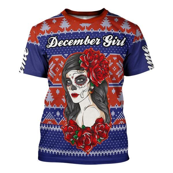 Customspig Personalized T-Shirt December Girl Hated By Many Loved By Plenty All Over Printed