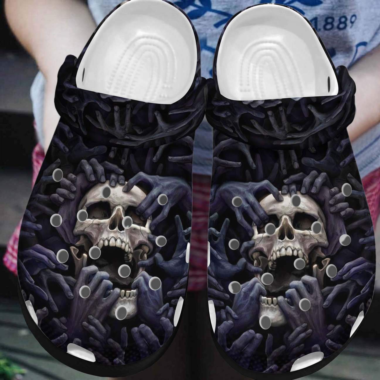 Skull Personalized Clog, Custom Name, Text, Color, Number Fashion Style For Women, Men, Kid, Print 3D Darkness