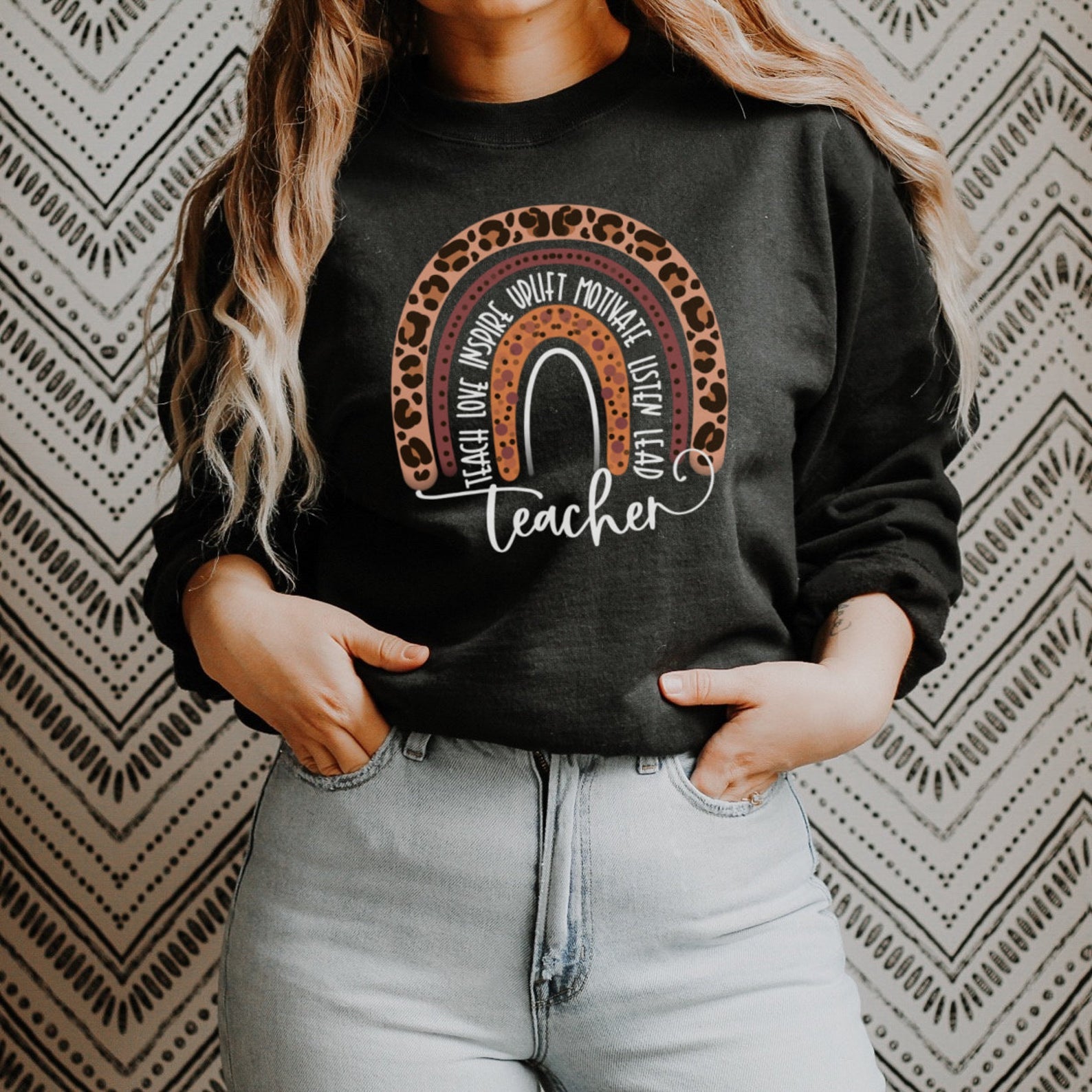 Teacher Sweatshirt | Teacher | Boho Rainbow Teacher Sweater | Fall Sweater | Gift For Teacher | Cute Teaching Pullover