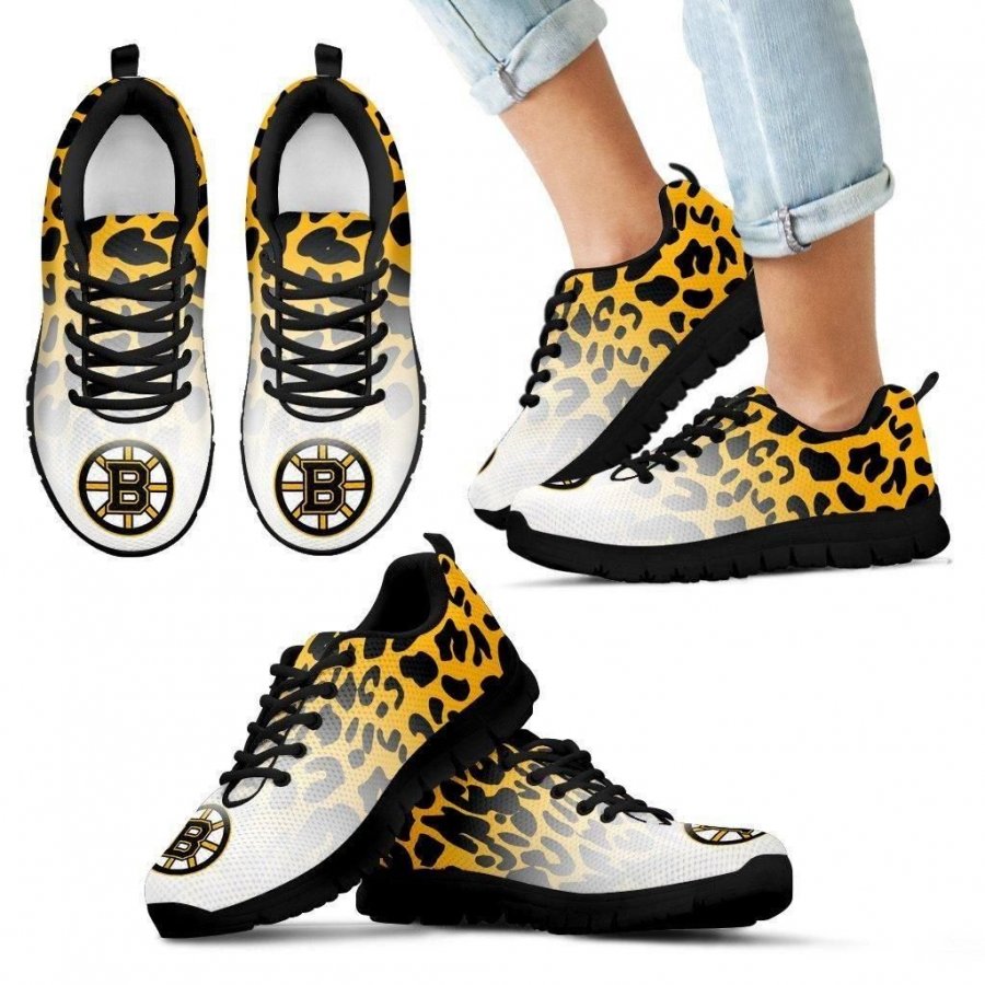 Custom Printed Boston Bruins Sneakers Leopard Pattern Awesome #993