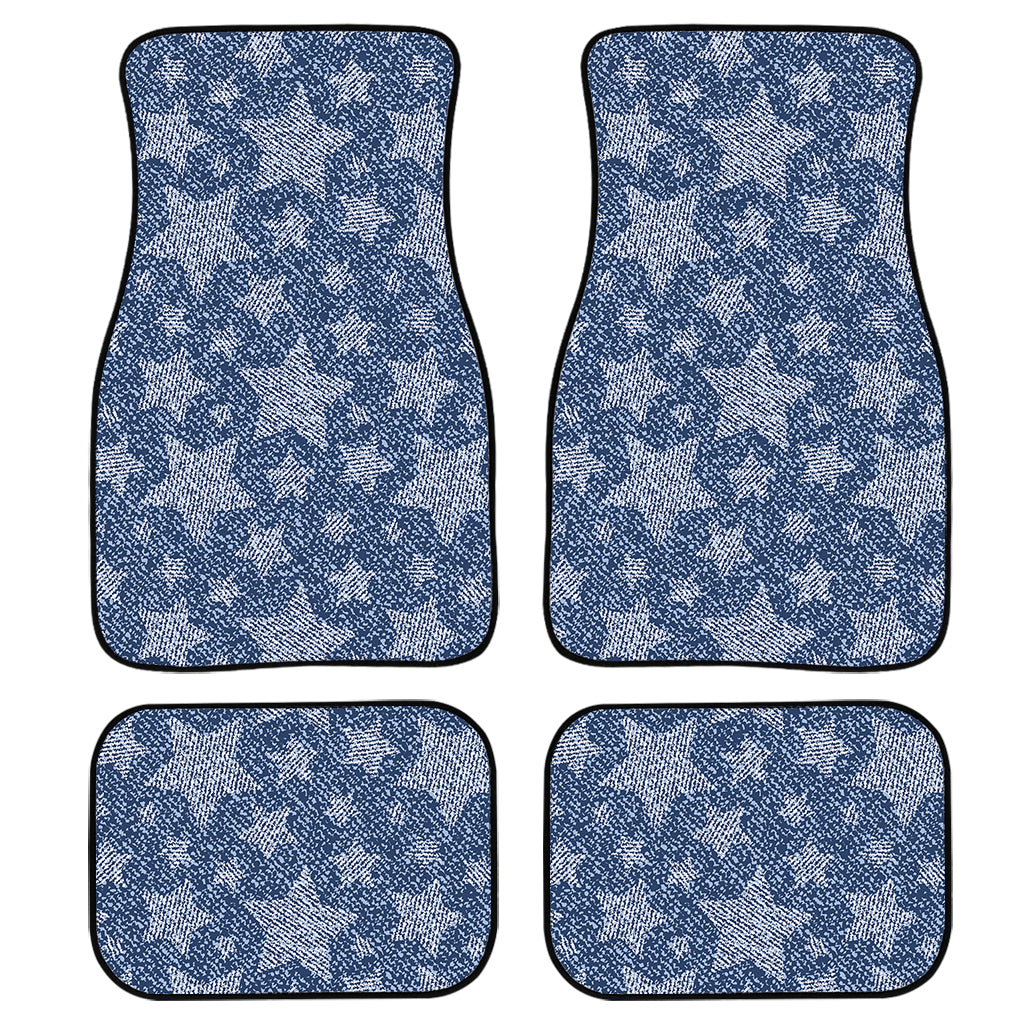 Star Denim Jeans Pattern Print Front And Back Car Floor Mats, Front Car Mat