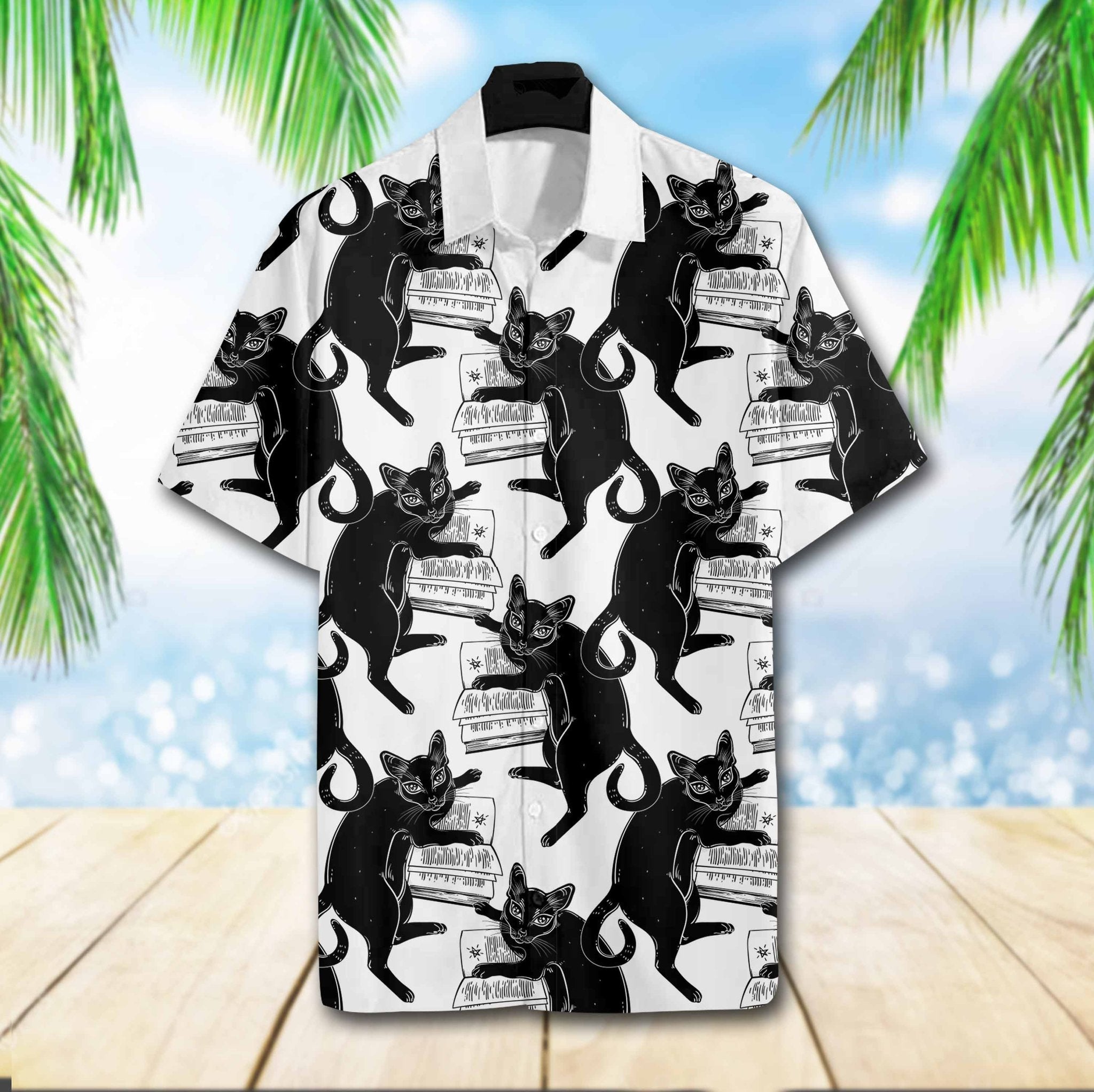 Black Cat Book Hawaii Shirt Unisex Print Aloha Short Sleeve Casual Ha41891