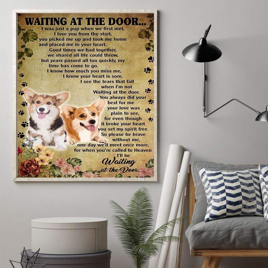 GNN2912 - Dog - Corgi - Waiting at the door - Poster - Poster Art Design