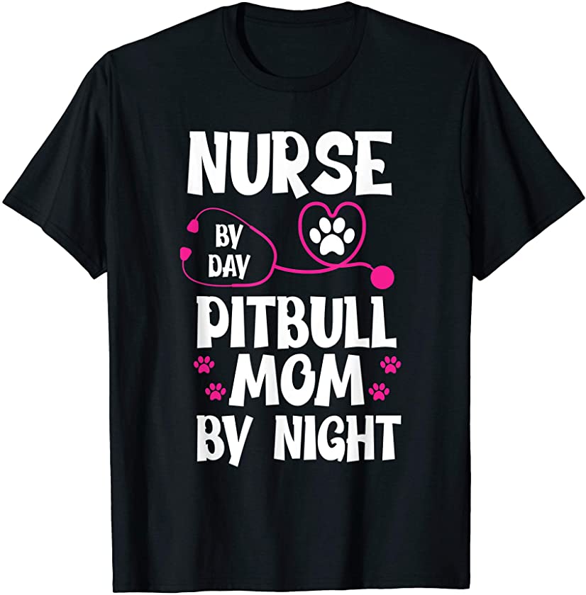 Cute RN Nurse Pit Bull Mom Paw Dog Puppy Lover T-Shirt