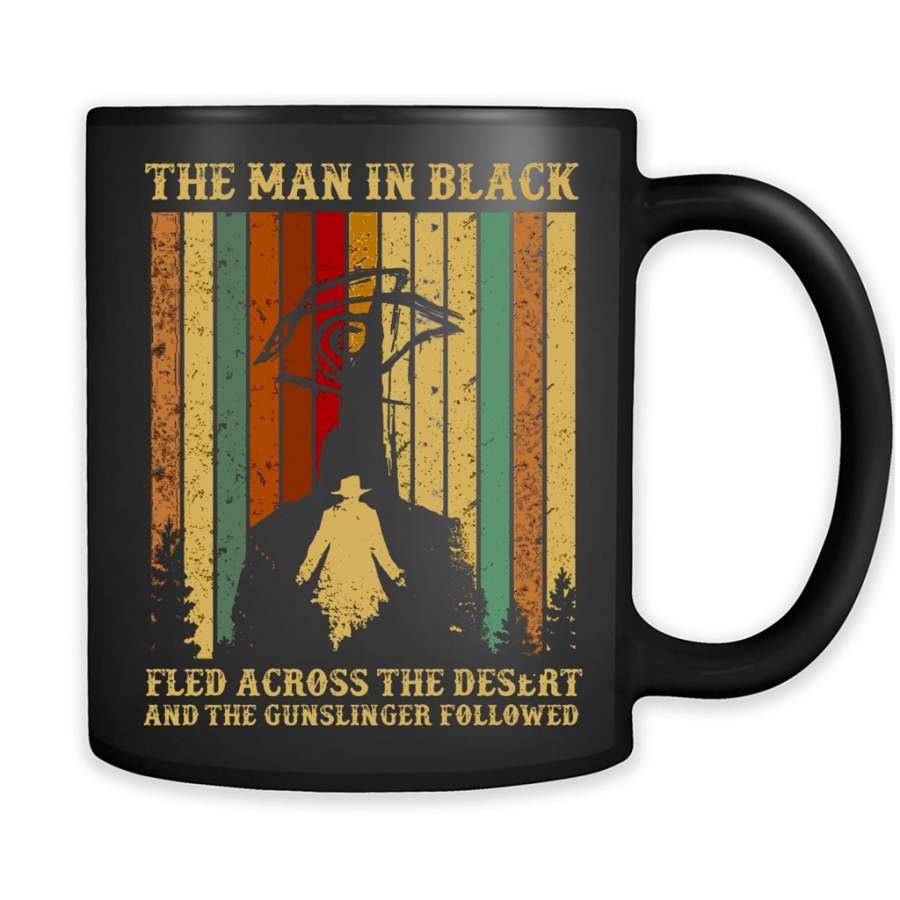 The Man In Black Fled Across The Desert And The Gunslinger Followed, Classic Vintage Retro Design – Full-Wrap Coffee Black Mug