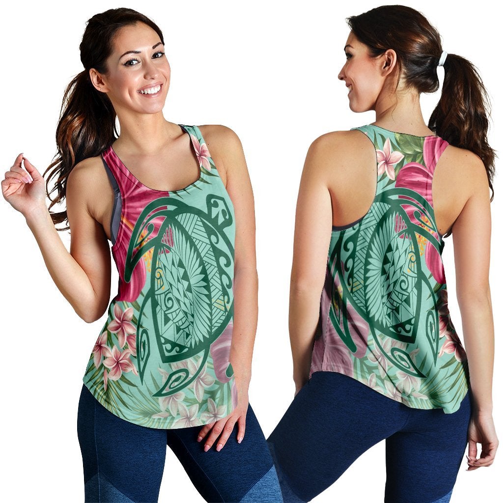 Hawaiian Turtle Hibiscus Plumeria Racerback Tank Hug Style Ah Ha107312