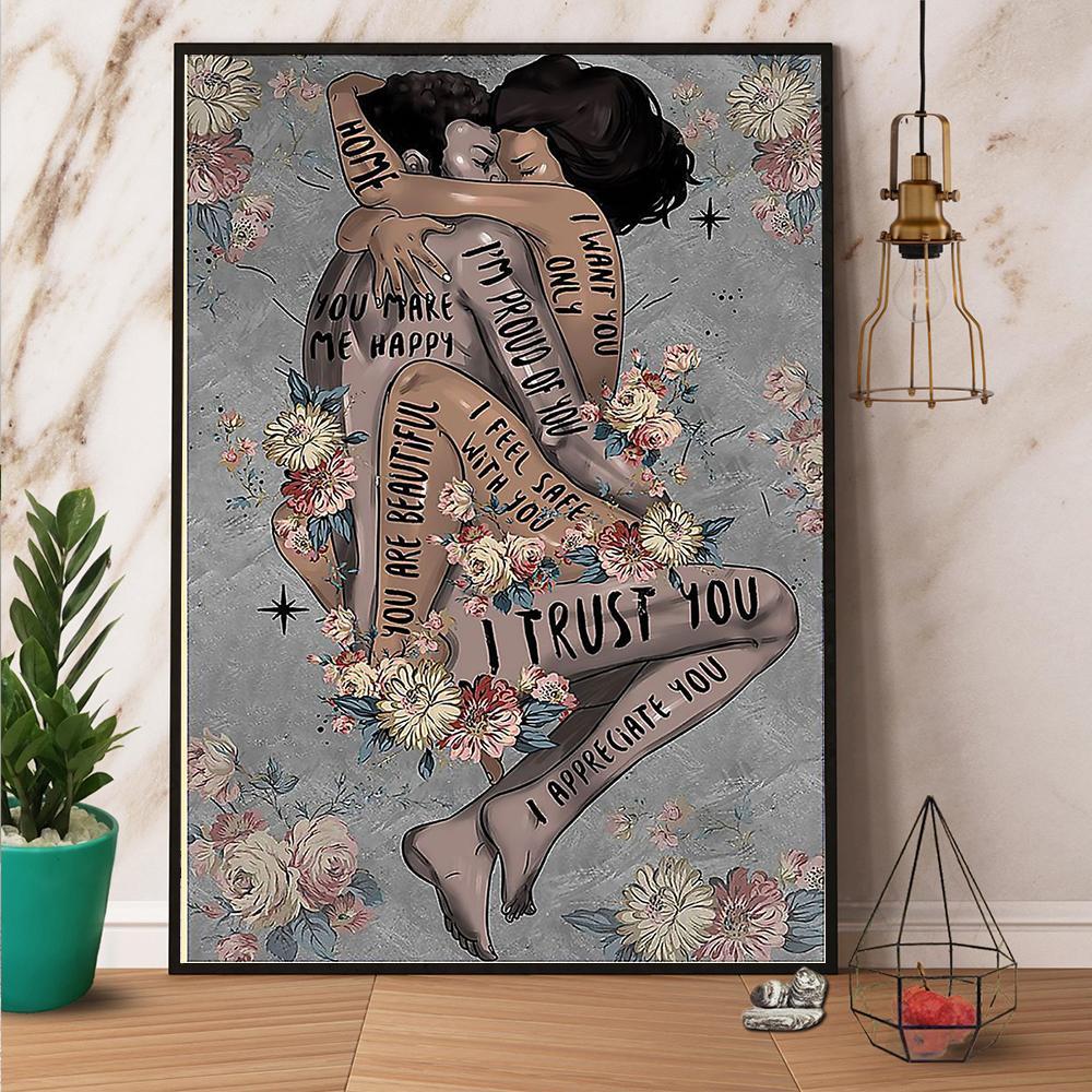 Black Couple Black King And Queen Flower I Trust You Couple Gift  Poster No Frame