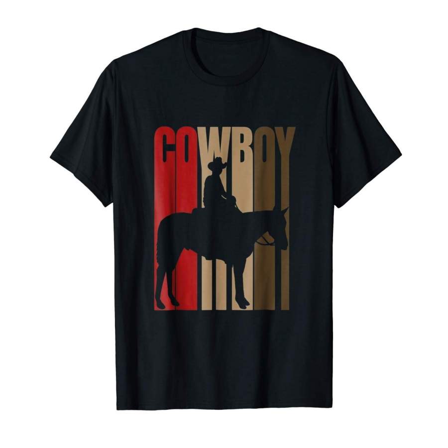 Mens T Shirt Cowboy Rodeo Cow Horse Yeehaw Novelty Vintage Retro T-Shirt