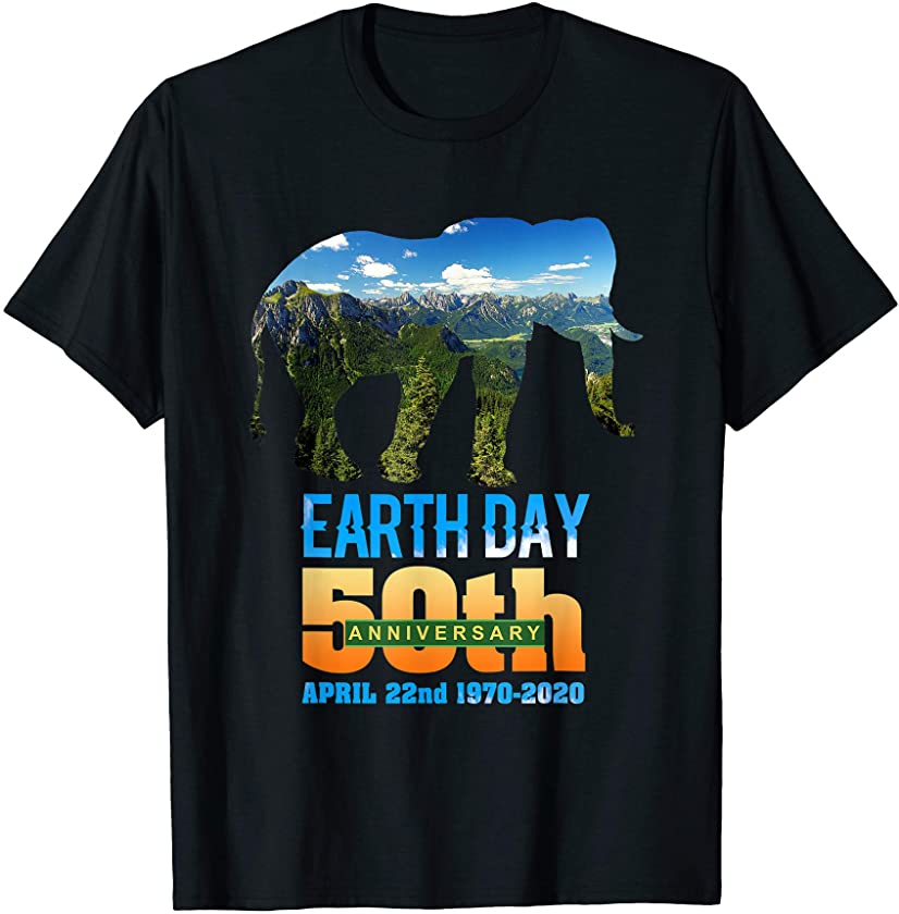 50th Anniversary Earth Day Gift Elephant Silhouette T-Shirt