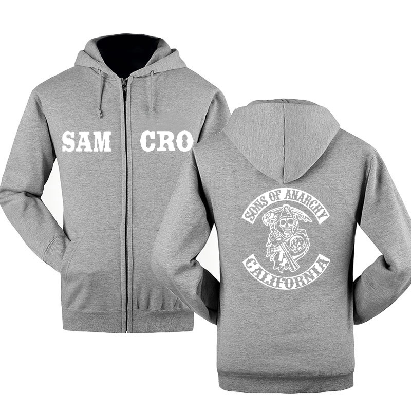 2022 SOA Sons of anarchy the child new Fashion SAMCRO Men Sportswear Zipper Hoodies Male Casual Sweatshirt Fleece Warm Hoody alx