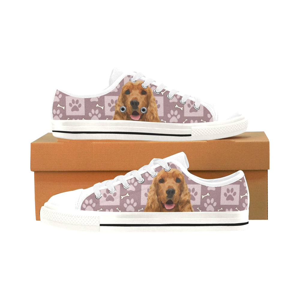 American Cocker Spaniel White Men’s Classic Canvas Shoes/Large Size