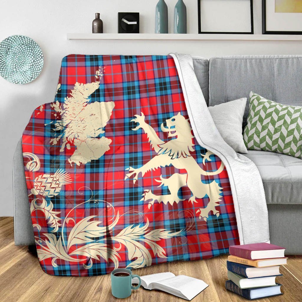 Tartan Blanket Mactavish Modern Tartan Scotland Lion Thistle Map Plaid Blanket