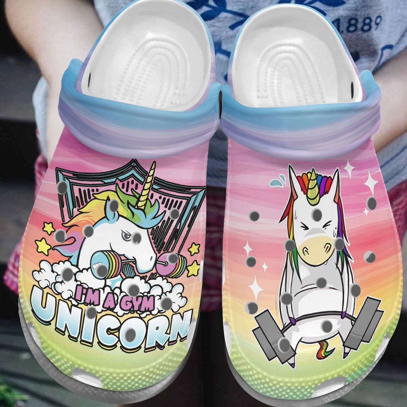 Gym Personalized Clog, Custom Name, Text, Color, Number Fashion Style For Women, Men, Kid, Print 3D I’M A Gym Unicorn