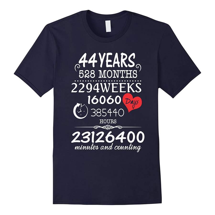 44th Wedding Anniversary T-Shirt – 44 Years Vintage Gift