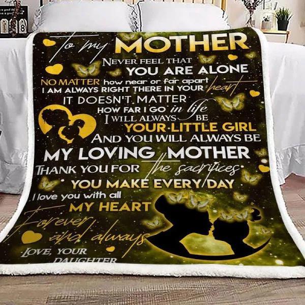 Butterfly To My Mother Never Feel That You Are Alone Fleece Blanket Gift For Mom From Daughter Home Decor Bedding Couch Sofa Soft And Comfy Cozy