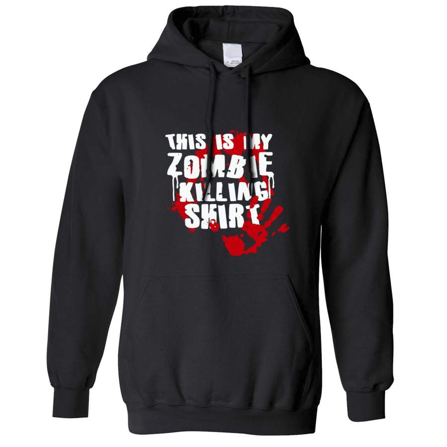This Is My Zombie Killing Hoodie Halloween Slogan Hooded Jumper