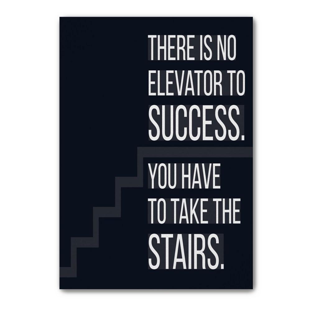 Poster Canvas There’S No Elevator To Success, You Have To Take The Stair, Bodybuilding Poster Fitness Decor, Gym Poster Wall Decor, Poster Gift Decor Home Decor Wall Art Visual Art