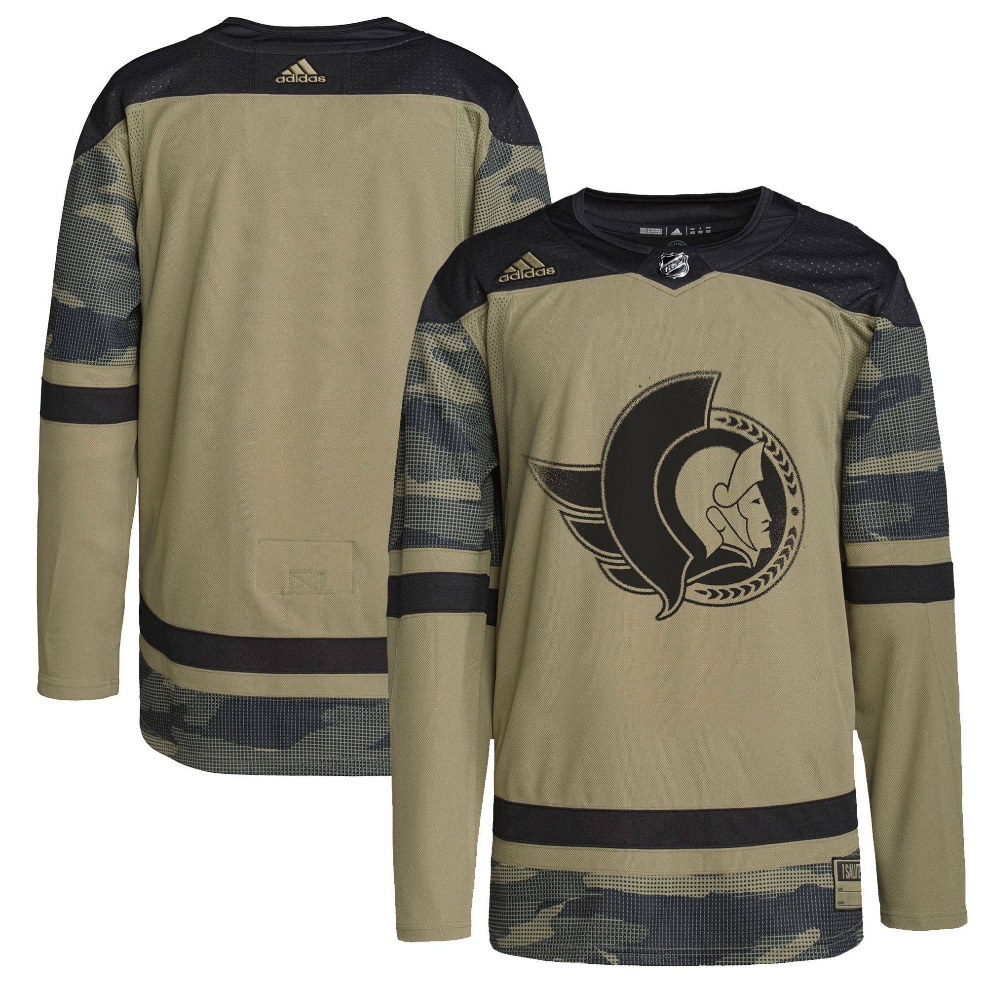 Ottawa Senators Logo Military Appreciation Team Authentic Practice Jersey – Camo