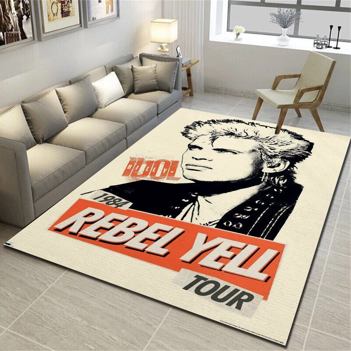 Billy Idol Rebel Yell Area Rugs, Living Room Bedroom Carpet