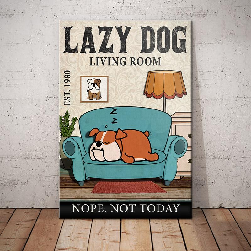 Bulldog Canvas And Poster Living Room Lazy Dog | Art Print | Home Decor | Room Decor | Wall Art