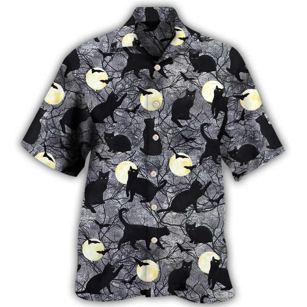 Halloween Black Cat Pattern Hawaii Shirt Ha57308