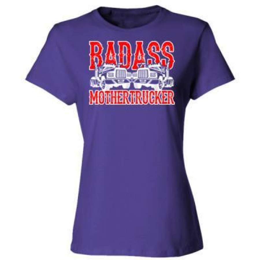 AGR Badass Mother Trucker Truck Driver – Ladies’ Cotton T-Shirt